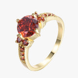 Halo Ring in Goud en Robijn