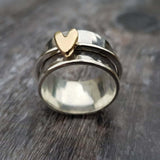 Vintage Zilveren Gouden Hart Ring