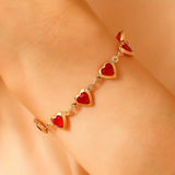 Kettingarmband met Hart in Robijn Goud