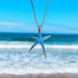 Collier van Blauwe Opaal en Zee Ster in Zilver