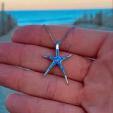 Collier van Blauwe Opaal en Zee Ster in Zilver