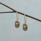 Vintage Gouden Ingelegde Hart Oorbellen