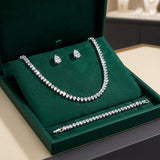 Prachtige Heldere Ronde Cubic Zirconia Bruid Volledige Set