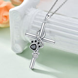 Halsketting met Poot en Kruis in Zilver Sterling 925