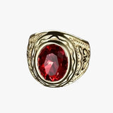 Gegraveerde Robijn Gouden Ring