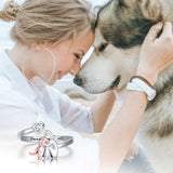 Verstelbare Ring voor Honden in 925 Sterling Zilver – “Altijd in Mijn Hart” met Zirkonia