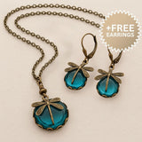Prachtige Vintage Libelle Ketting met Bonus Oorbellen – Tijdelijke Aanbieding