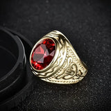 Gegraveerde Robijn Gouden Ring
