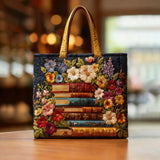 Sac à main artisanal – Fleurs et livres