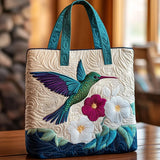 Sac à main matelassé – Colibri et fleur blanche