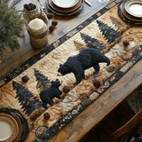 Chemin de table matelassé - Famille d'Ours Noirs