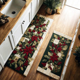 Guillemette - Tapis de cuisine Fleur Rouge Givrée (lot de 2)