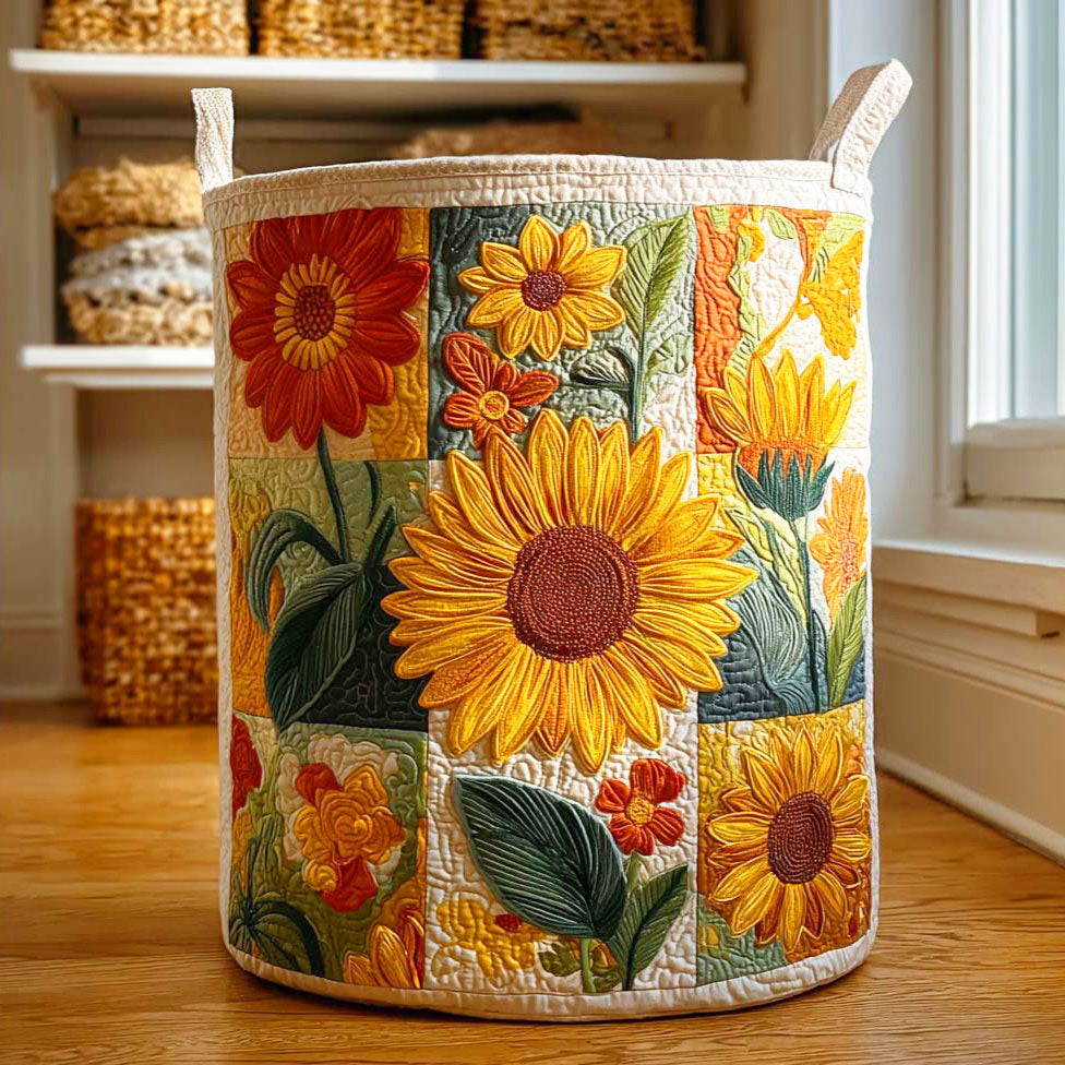 Panier à Linge Matelassé - Champ de Tournesols