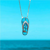 Collier met Hangertje van Zilver met Blauwe Opaal