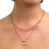 Open Hoepelcollier met Drie Rijen in Goud
