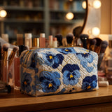 Joséphine - Trousse de toilette matelassée Pensées au Vent