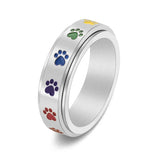 Draaiend Anti-stress Ring – Roestvrij Staal met Regenboog Voetjes