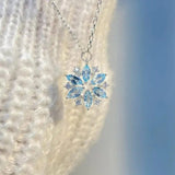 Blauwe Sneeuwvlok Witte Gouden Bloem Hanger Ketting