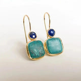 Vintage Ornate Gouden Turquoise Oorbellen
