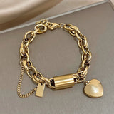 Dikke hartvormige gouden armband