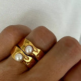 Vintage Gouden Parelring