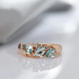 Vintage Rozen Gouden Blauwe Zirkon Ring