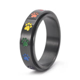 Draaiend Anti-stress Ring – Roestvrij Staal met Regenboog Voetjes
