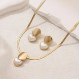 Vintage Gouden Hart Ketting en Oorbellen Set