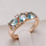 Vintage Rozen Gouden Blauwe Zirkon Ring