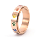 Draaiend Anti-stress Ring – Roestvrij Staal met Regenboog Voetjes
