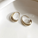 Ovale Gouden en Zilveren Hoepel Oorbellen
