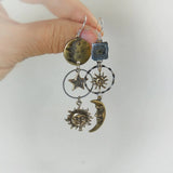 Hangende Oorbellen met Zonne- en Maanhanger