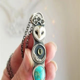 Barcollier met Turquoise Uil van Wijsheid
