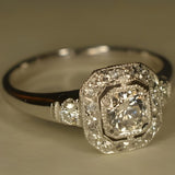 Vintage Kristallen Zilveren Ring