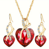 Set van Gevlochten Hart Sieraden in Goud en Robijn