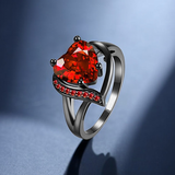 Hart Ring in Robijn Zilver