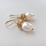 Vintage Oorbellen met Parels en Gouden Draden