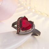 Hart Ring in Robijn Zilver