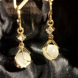 Witte Opal Dangle Oorbellen