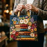 Sac à main artisanal – Fleurs et livres