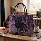 Sac à main - Lavande & chat noir