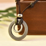 Vintage Stijl Leren Collier Verzilverd