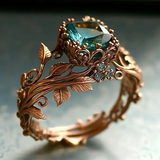 Natuurlijke Ring met Groene Kristal