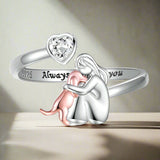Verstelbare Ring voor Honden in 925 Sterling Zilver – “Altijd in Mijn Hart” met Zirkonia